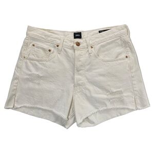 Edwin Cut-off‎ Cai Shorts White Denim Button Fly Distressed Size 29
